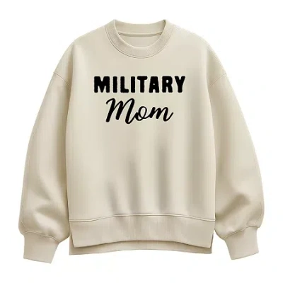 Hybrid Tees Military Mom Womens Crew Neck Long Sleeve Pullover Sweater In Brown