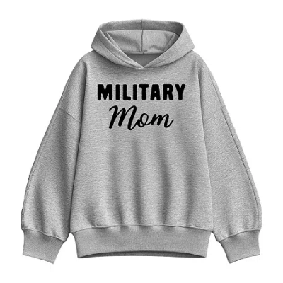 Hybrid Tees Military Mom Womens Long Sleeve Hoodie In Gray