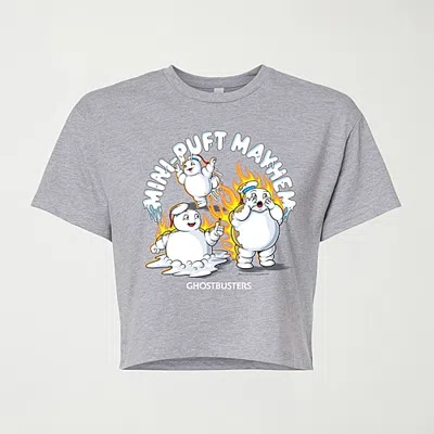Hybrid Tees Mini Pufts Mayhem Womens Crew Neck Short Sleeve Regular Fit Graphic T-shirt In Gray