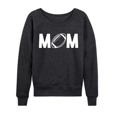 Hybrid Tees Mom Football Womens Scoop Neck Long Sleeve Regular Fit Graphic T-shirt In Gray