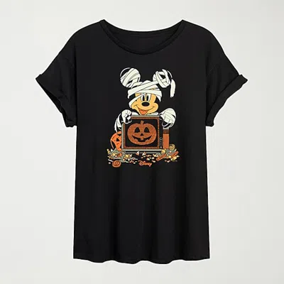 Hybrid Tees Mummy Halloween Tv Static Womens Crew Neck Short Sleeve Oversized Graphic T-shirt In Black