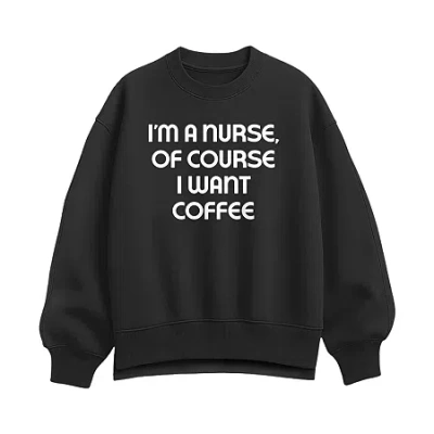 Hybrid Tees Nurse Coffee Womens Crew Neck Long Sleeve Pullover Sweater In Black