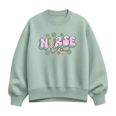 Hybrid Tees Nurse Flowers Womens Crew Neck Long Sleeve Pullover Sweater In Multi