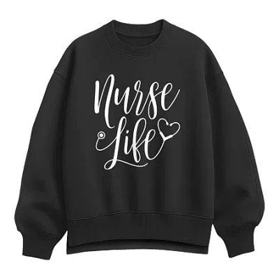 Hybrid Tees Nurse Life Womens Crew Neck Long Sleeve Pullover Sweater In Black