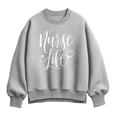 Hybrid Tees Nurse Life Womens Crew Neck Long Sleeve Pullover Sweater In Gray