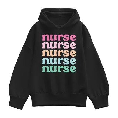 Hybrid Tees Nurse Stacked Womens Long Sleeve Hoodie In Black