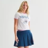Hybrid Tees Peanuts 75th Social Club Ringer Womens Juniors Crew Neck Short Sleeve Fitted Peanuts Snoopy Graphic  In White