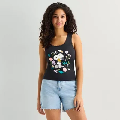 Hybrid Tees Peanuts Tank Womens Sleeveless Peanuts Tank Top In Black