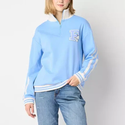 Hybrid Tees Pochacco Q-zip Womens Juniors Turtleneck Long Sleeve Hello Kitty Sweatshirt In Blue