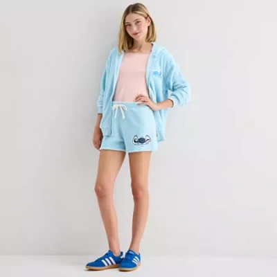 Hybrid Tees Stitch Sherpa Shorts Juniors Womens Juniors Pull-on Short In Blue