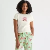 Hybrid Tees Strawberry Shortcake Pointelle Ringer Tee Womens Juniors Crew Neck Short Sleeve Fitted Graphic T-shi In Sand