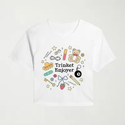 Hybrid Tees Trinket Enjoyer Womens Crew Neck Short Sleeve Regular Fit Graphic T-shirt In Beige