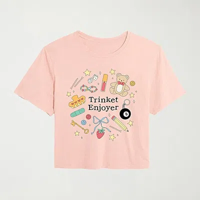 Hybrid Tees Trinket Enjoyer Womens Crew Neck Short Sleeve Regular Fit Graphic T-shirt In Pink