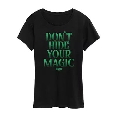Hybrid Tees Wicked Magic Womens Crew Neck Short Sleeve Regular Fit Wicked Graphic T-shirt In Black