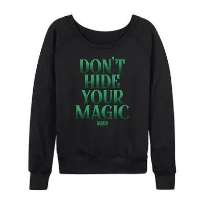 Hybrid Tees Wicked Magic Womens Round Neck Long Sleeve Regular Fit Wicked Graphic T-shirt In Black