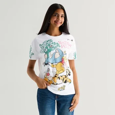 Hybrid Tees Winnie The Pooh Boyfriend Tee Womens Crew Neck Short Sleeve Regular Fit Winnie The Pooh Graphic T-sh In White