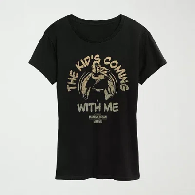 Hybrid Tees Womens Crew Neck Short Sleeve Regular Fit Baby Yoda Star Wars Graphic T-shirt In Black