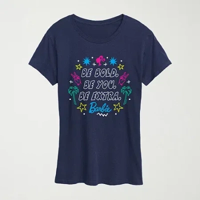 Hybrid Tees Womens Crew Neck Short Sleeve Regular Fit Barbie Graphic T-shirt In Blue