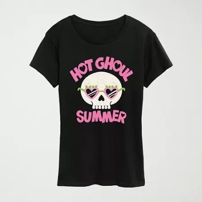 Hybrid Tees Womens Crew Neck Short Sleeve Regular Fit Graphic T-shirt In Black