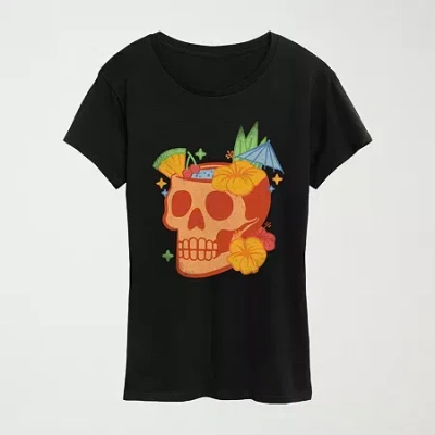 Hybrid Tees Womens Crew Neck Short Sleeve Regular Fit Graphic T-shirt In Black