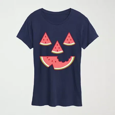 Hybrid Tees Womens Crew Neck Short Sleeve Regular Fit Graphic T-shirt In Blue