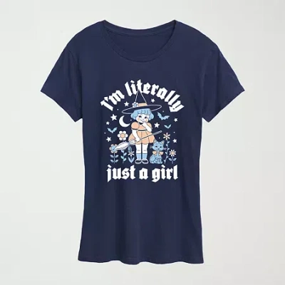 Hybrid Tees Womens Crew Neck Short Sleeve Regular Fit Graphic T-shirt In Blue