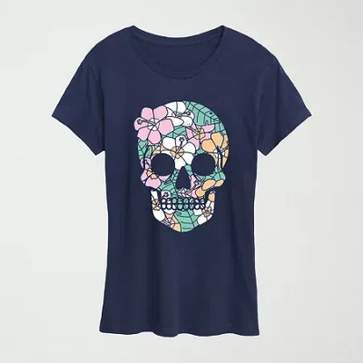 Hybrid Tees Womens Crew Neck Short Sleeve Regular Fit Graphic T-shirt In Blue