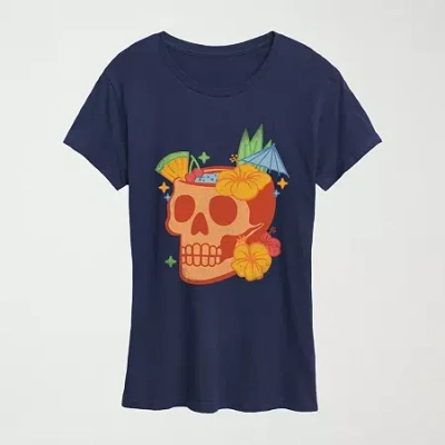 Hybrid Tees Womens Crew Neck Short Sleeve Regular Fit Graphic T-shirt In Blue