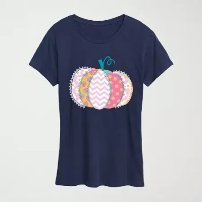Hybrid Tees Womens Crew Neck Short Sleeve Regular Fit Graphic T-shirt In Blue