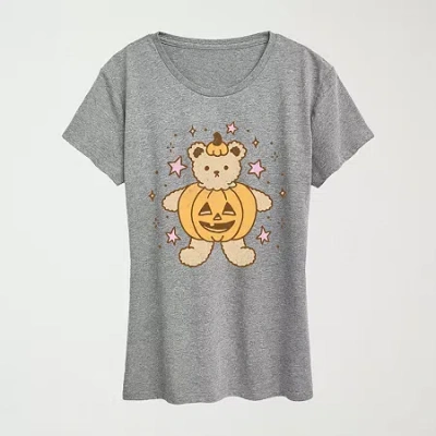 Hybrid Tees Womens Crew Neck Short Sleeve Regular Fit Graphic T-shirt In Gray