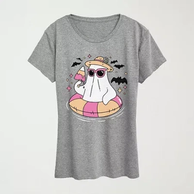 Hybrid Tees Womens Crew Neck Short Sleeve Regular Fit Graphic T-shirt In Gray