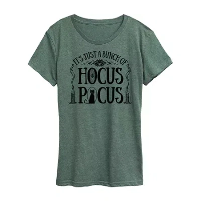 Hybrid Tees Womens Crew Neck Short Sleeve Regular Fit Hocus Pocus Graphic T-shirt In Green