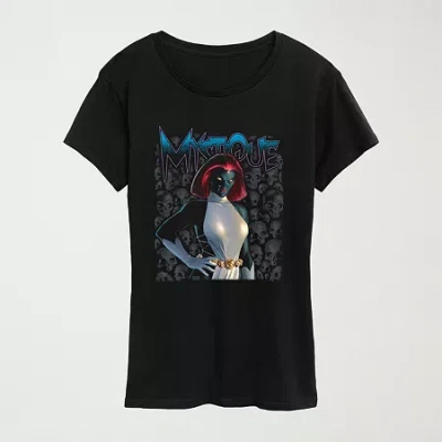 Hybrid Tees Womens Crew Neck Short Sleeve Regular Fit Marvel Graphic T-shirt In Black