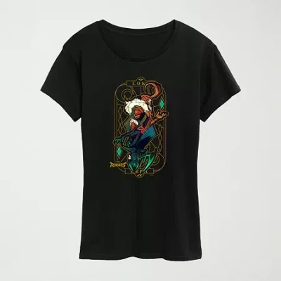 Hybrid Tees Womens Crew Neck Short Sleeve Regular Fit Marvel Graphic T-shirt In Black