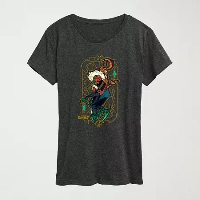 Hybrid Tees Womens Crew Neck Short Sleeve Regular Fit Marvel Graphic T-shirt In Gray