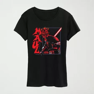 Hybrid Tees Womens Crew Neck Short Sleeve Regular Fit Star Wars Graphic T-shirt In Black