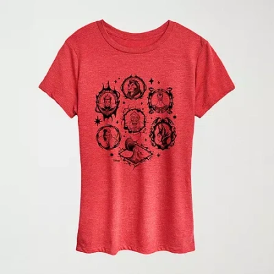 Hybrid Tees Womens Crew Neck Short Sleeve Regular Fit Ursula Graphic T-shirt In Red