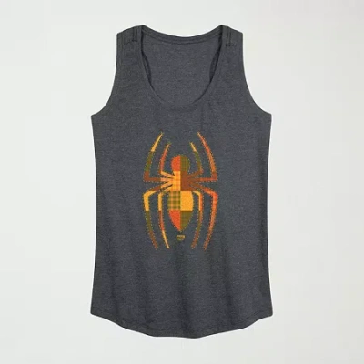 Hybrid Tees Womens Crew Neck Sleeveless Spiderman Tank Top In Gray