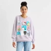 Hybrid Tees Womens Juniors Crew Neck Long Sleeve Hello Kitty Sweatshirt In Purple