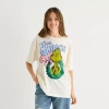 Hybrid Tees Womens Juniors Crew Neck Short Sleeve Oversized Grinch Graphic T-shirt In Nude