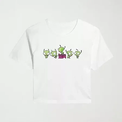 Hybrid Tees Womens Juniors Crew Neck Short Sleeve Regular Fit Graphic T-shirt In White