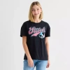 Hybrid Tees Womens Juniors Crew Neck Short Sleeve Regular Fit Lilo & Stitch Graphic T-shirt In Black