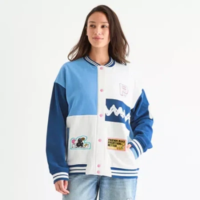 Hybrid Tees Womens Juniors Peanuts Snoopy Fleece Midweight Jacket In Blue