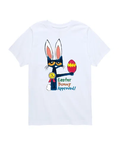 Hybrid Kids' Toddler And Big Boys Pete The Cat Easter Bunny Approved Graphic T-shirt In White