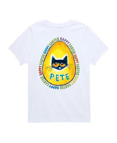 Hybrid Kids' Toddler And Big Boys Pete The Cat Easter Egg Graphic T-shirt In White