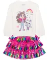 Hybrid Toddler And Little Girls 2-piece Gabby's Dollhouse Long Sleeve Top And Skirt Set In Multi