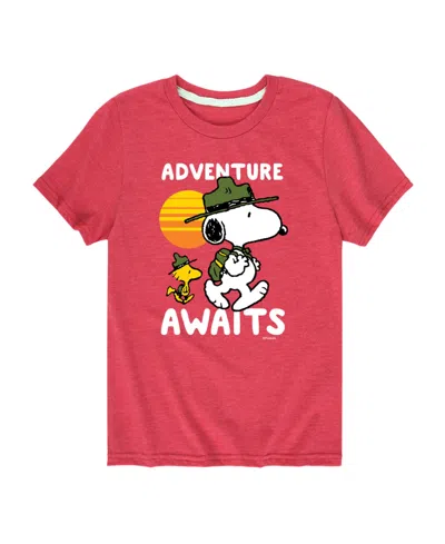 Hybrid Babies' Toddler Boys Peanuts Adventure Awaits Graphic T-shirt In Burgundy