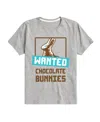 Hybrid Toddler Boys Wanted Chocolate Bunnies Easter Graphic T-shirt In Gray