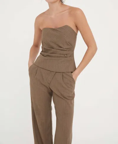 Hyde & Stone Fredericke Wool Bodice Top In Caramel Stripe In Multi