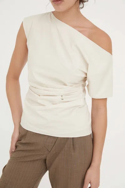 Hyde & Stone Slyvie Cotton Blouse In Bone In Neutral